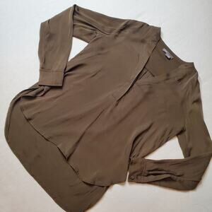 Vince Women's Size 2 Long Sleeve Tunic Top Olive Green